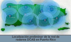 Localizaci�n preliminar de la red de radares DCAS en Puerto Rico